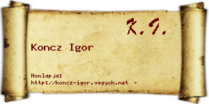 Koncz Igor névjegykártya